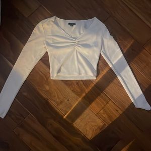 white long sleeve with a scrunch